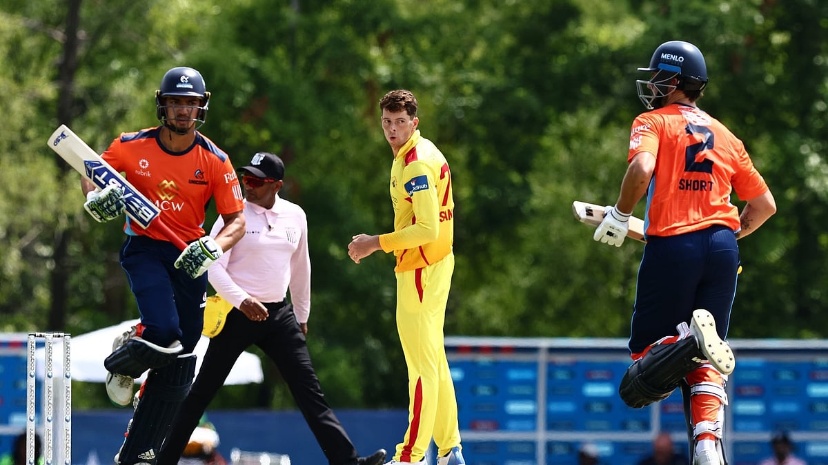 Photo: X/ @SFOUnicorns : San Francisco Unicorns batters taking a run during a cricket match in MLC 2024.